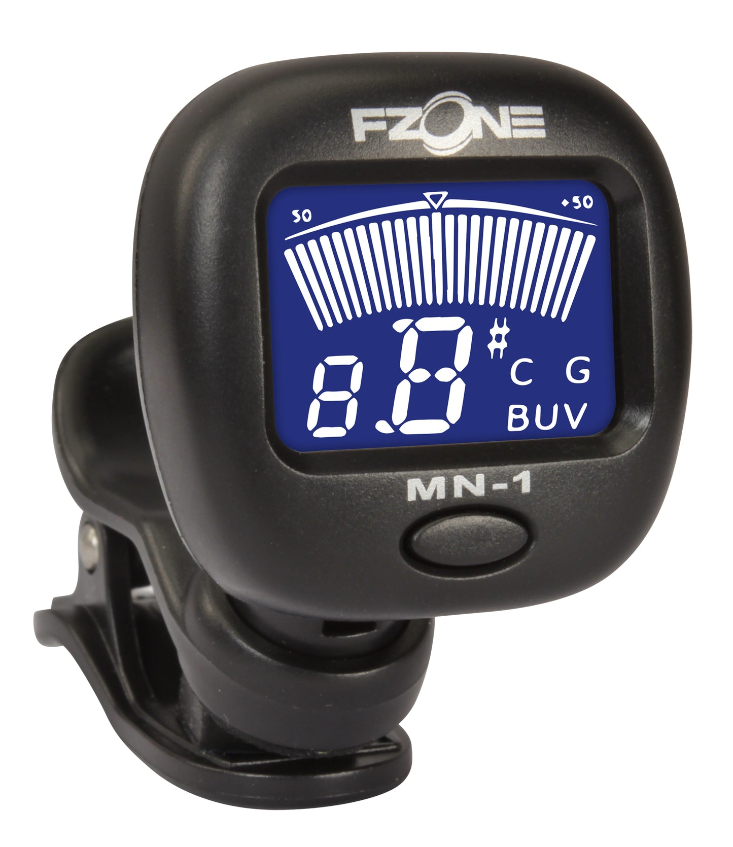 Accordeur chromatique à pince, 5 modes, LA de référence fixe (440 Hz), alimentation par pile bouton 3V fournie