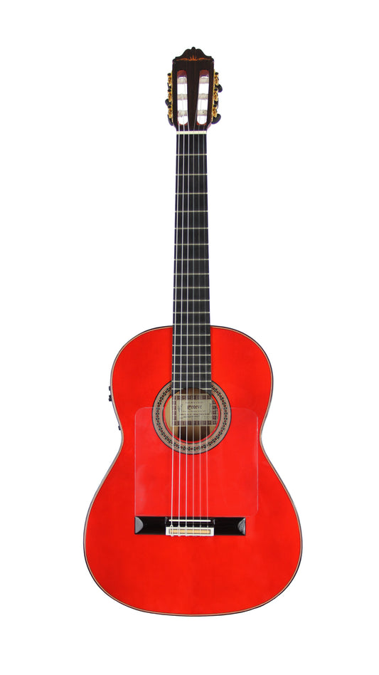 GIPSYKINGS (by André Reyes), Flamenco, table épicéa massif, f/e cyprès massif, EQ Fishman Prefix Pro Blend, rouge brillant