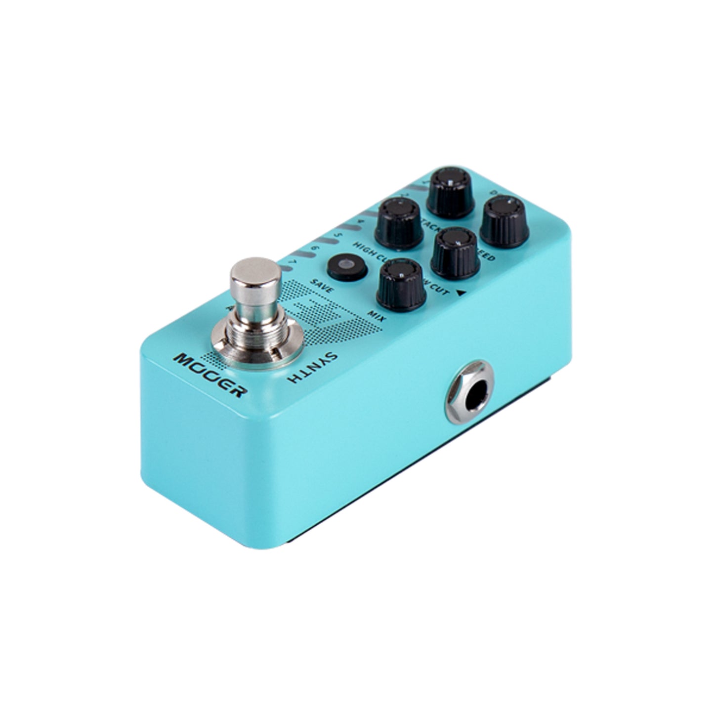 Pédale E7 SYNTH, synthétiseur guitare polyphonique, 7 types de sons, 7 presets utilisateurs, boîtier métal, true bypass, bleu