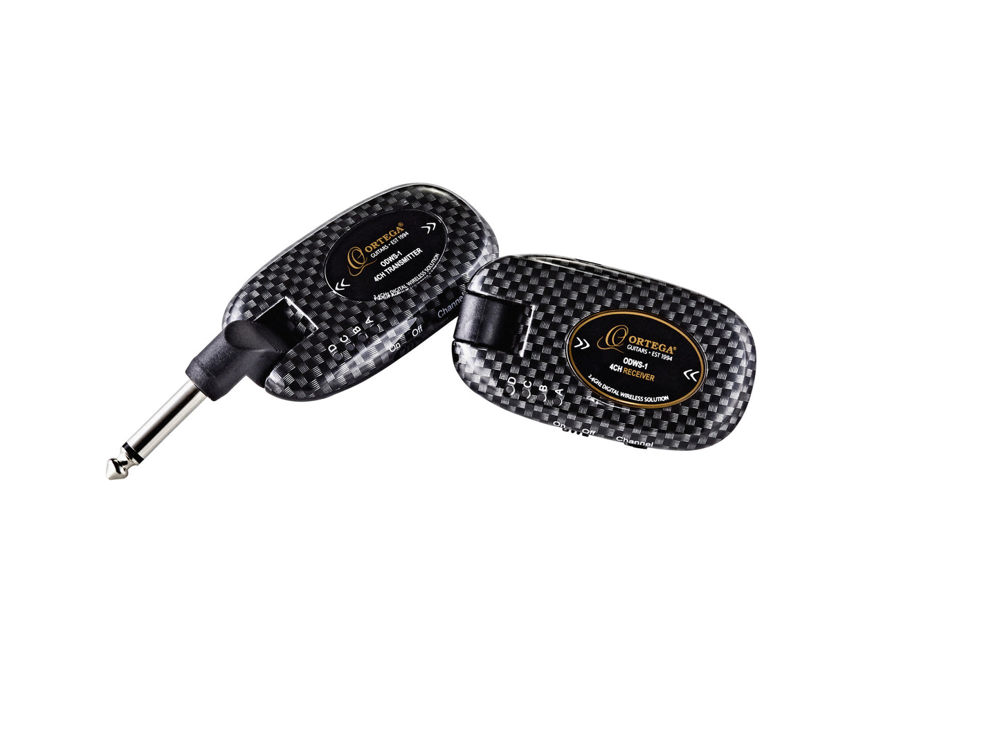 Système sans-fil pour guitare 4 canaux, émetteur et récepteur rechargeables, bande de fréquence 2.4 GHz, carbone