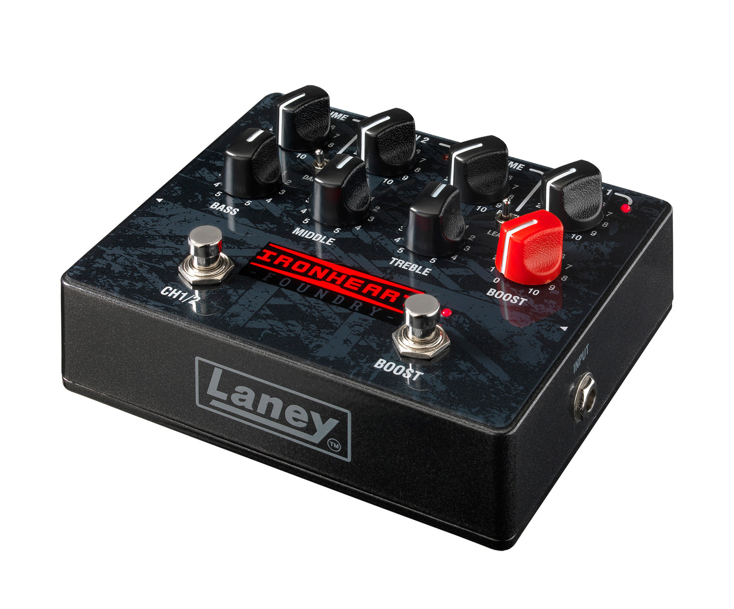 Ampli IRF-LOUDPEDAL 60W, 2 canaux, égalisation passive 3 bandes, switch Boost, sortie DI, avec alimentation 24V, noir