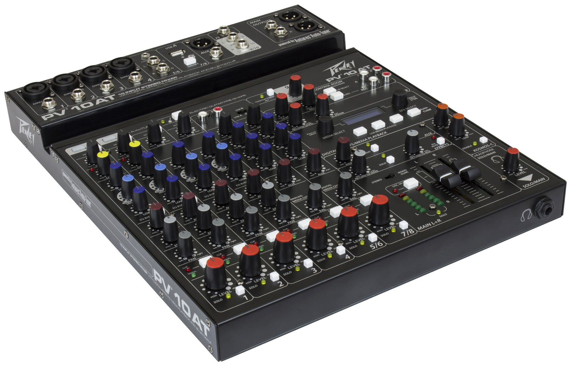Table de mixage 10 canaux, 4 préamplis micro XLR/Jack, EQ 3 bandes, Bluetooth, effets numériques, entrée guitare Hi-Z, noir