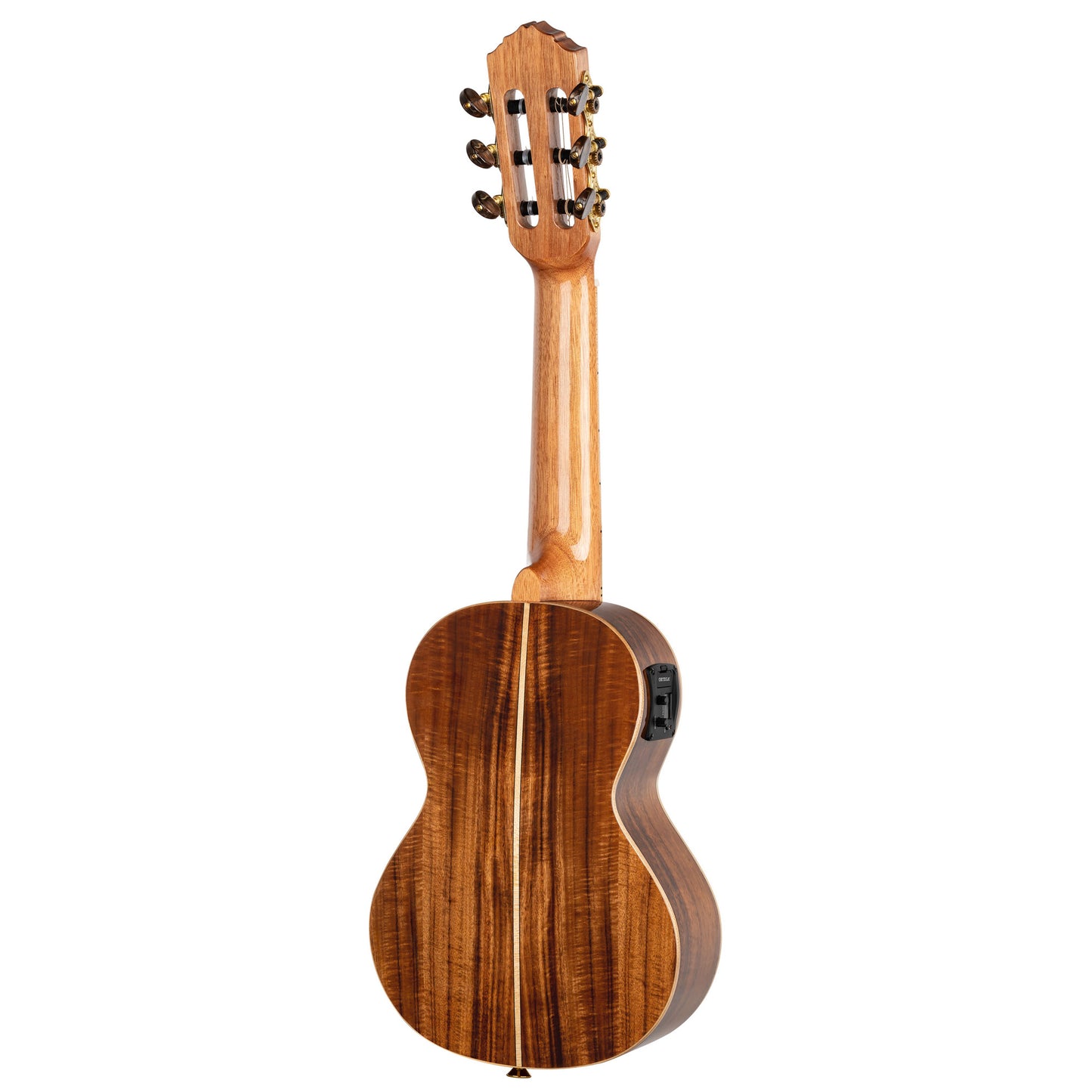 RGLE18ACA, EQ Ortega MagusUke, table acacia massif, fond & éclisses acacia, manche acajou (47 mm au sillet), housse luxe