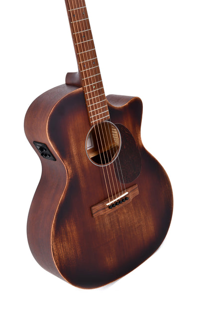 Modèle GMC-15E-AGED, Dreadnought, table acajou massif, f/e acajou, touche & chevalet pau ferro, EQ Fishman, naturel"vieilli"
