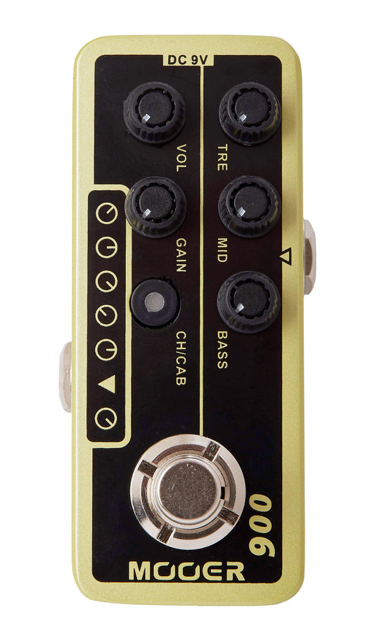 Pédale US CLASSIC DELUXE, préampli numérique type Tweed Blues, deux canaux, EQ 3 bandes par canal, jaune et noir