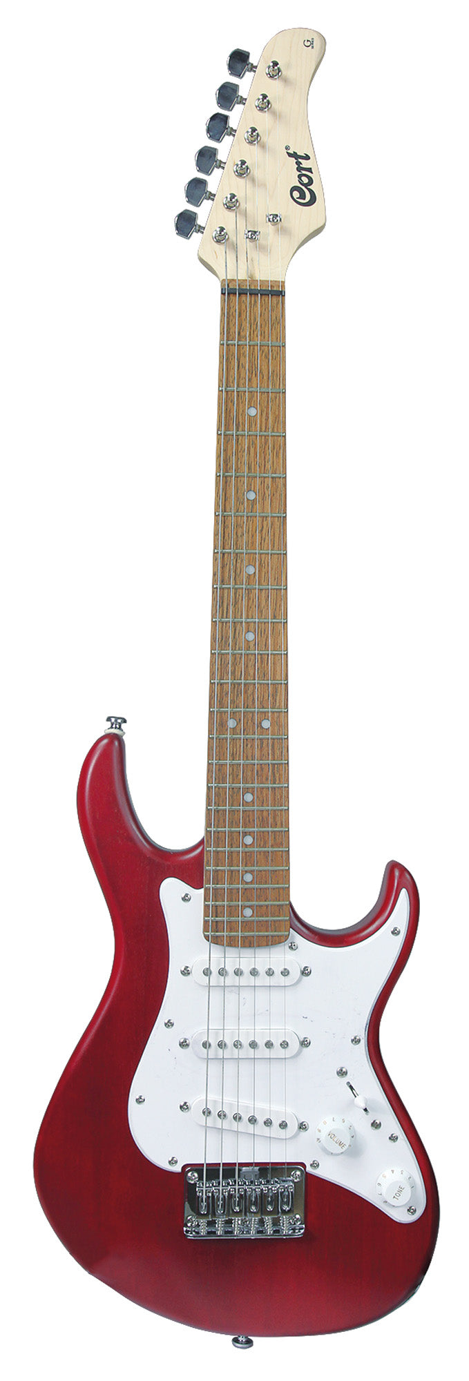 G100 Junior, diapason 22.75", corps meranti, touche jatoba, 3 micros simples, chevalet fixe, bordeaux pores ouverts