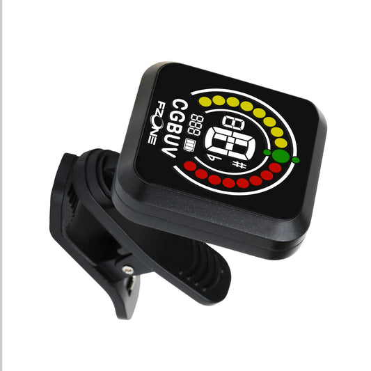 Accordeur clip rechargeable multi-modes (chromatique, guitare, basse, ukulélé, violon), écran couleur VA-LCD haute qualité, noir