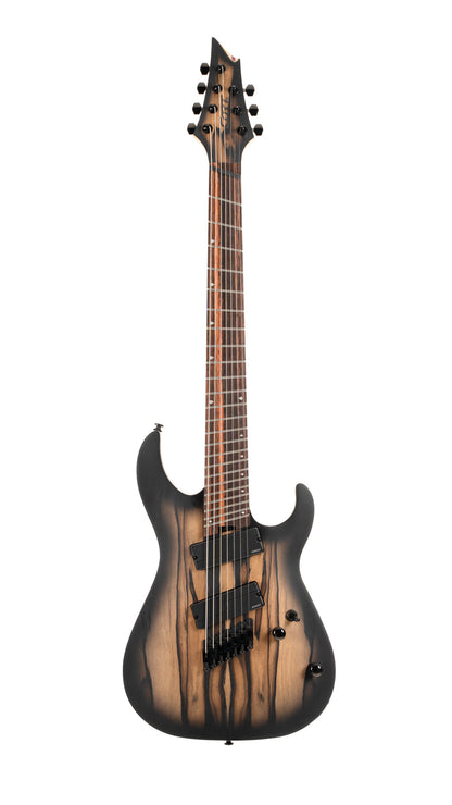KX507MS, modèle 7 cordes, corps acajou, table ébène"Pale Moon", touche ébène de Macassar, Fishman Fluence, natural black burst