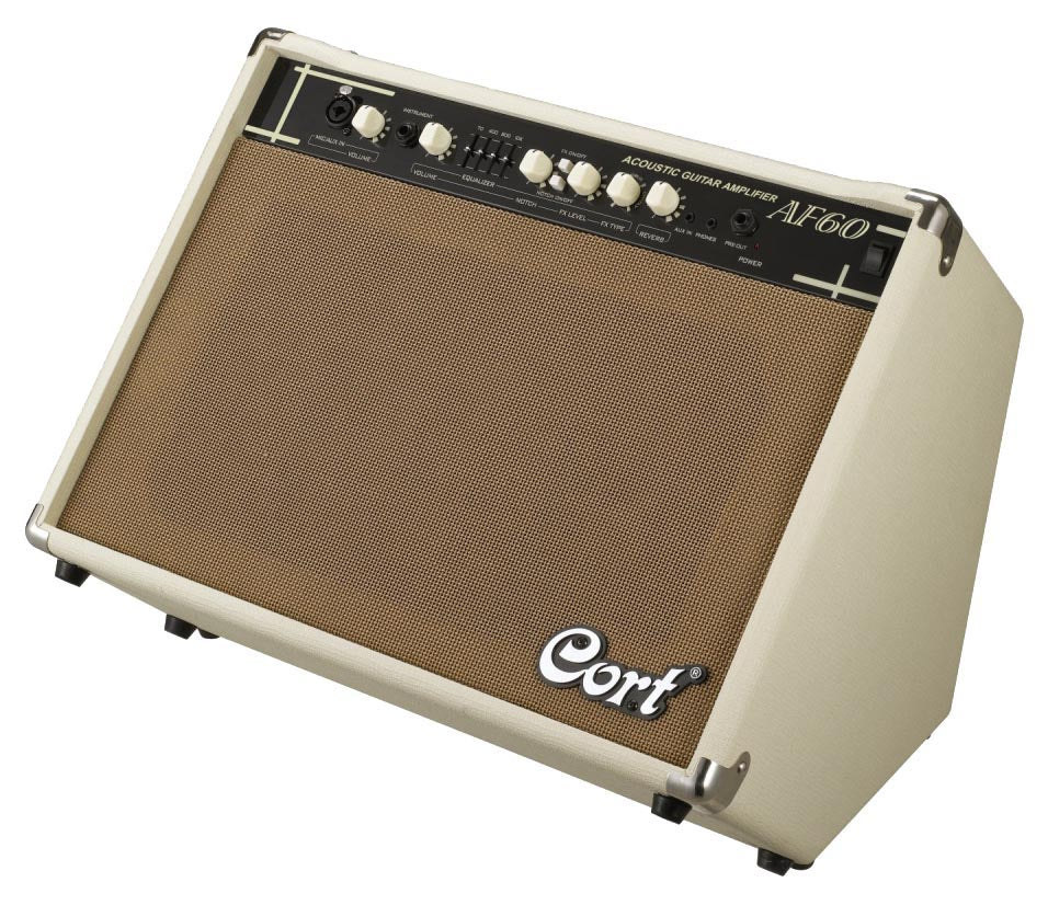 Ampli guitare acoustique 60W, 2 x 8" + tweeter, entrées MIC/AUX (XLR/Jack) avec volume, multi-effets, réverb