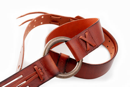 Courroie modèle LEGEND DA, cuir haute qualité, boucle métal, largeur 5 cm, longueur 95 à 145 cm, woody
