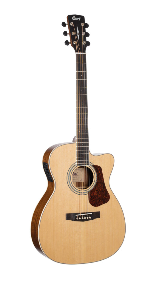 L710F, forme OM, table épicéa Sitka massif, f/e acajou massif, EQ Fishman Presys , naturel satiné