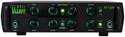 Tête amplifiée pour basse 1200W RMS, EQ 4 bandes, compresseur 2 bandes, 2 sorties jack, sortie DI, sortie casque, finition noir