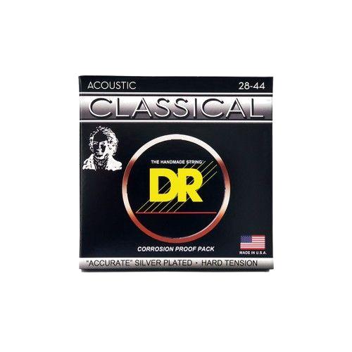 DR Classical Nylon Placcate Argento, Corde Nylon Chitarra Classica, Tensione Dura 28-44