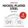 Fender Super 250L NPS Corde con estremità a pallina (.009-.042) confezione da 3